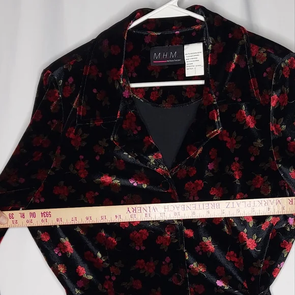 Vtg 90s Melissa Harper Velvet Dark Floral Blazer Women 12 Whimsigoth Cottagecore - Picture 6 of 14